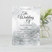 uitnodiging voor waterverf met grijze bloem (Staand voorkant)