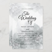 uitnodiging voor waterverf met grijze bloem (Voorkant / Achterkant)