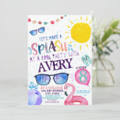 Uitnodiging voor waterverf Pool Party (Staand voorkant)