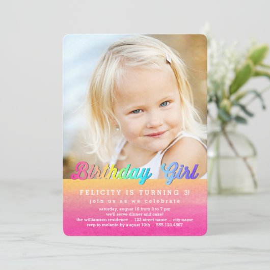 Uitnodiging voor waterverf van de Birthday-partij (Staand voorkant)