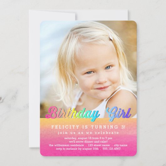 Uitnodiging voor waterverf van de Birthday-partij (Voorkant)