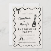 Uitnodiging voor Wavy Engagement Party, Whimsical (Voorkant)