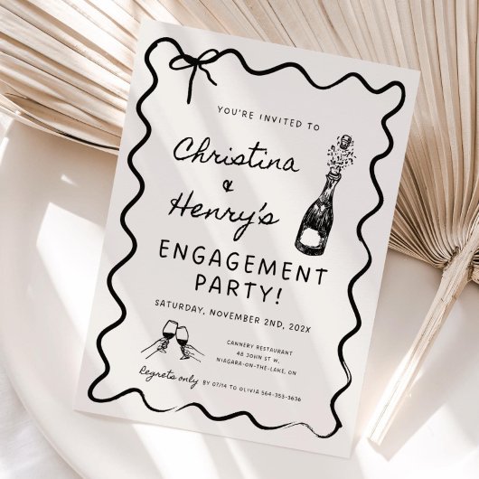 Uitnodiging voor Wavy Engagement Party, Whimsical