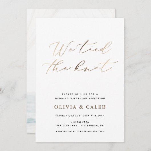 Uitnodiging voor 'We tied the Knot Huwelijksvlucht (Voorkant / Achterkant)