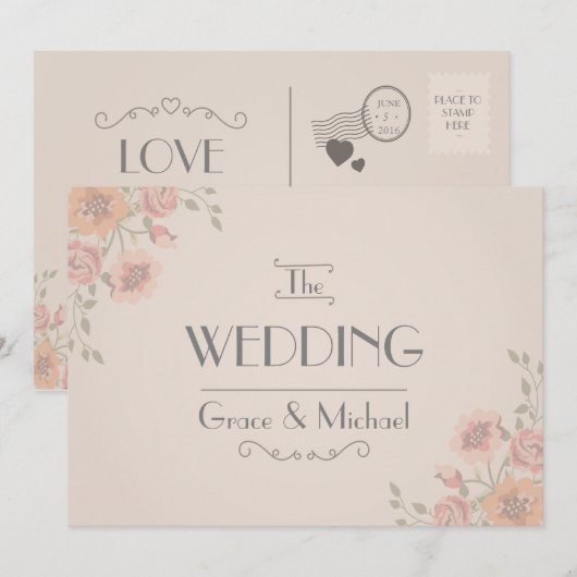 Uitnodiging voor weddenschappen in Briefkaart Styl (Voorkant / Achterkant)