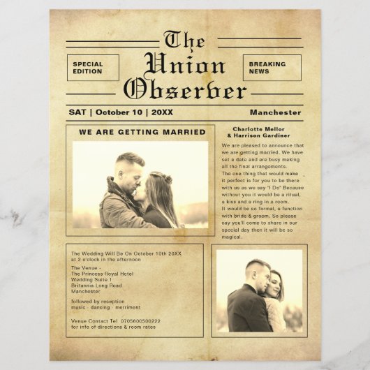  uitnodiging voor weddenschappen in dagbladen flyer (Voorkant)