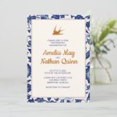 Uitnodiging voor  weddenschappen in Elegant Blue (Staand voorkant)