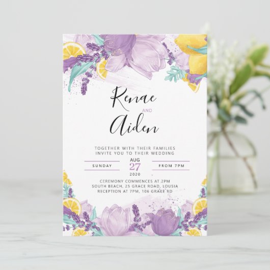 Uitnodiging voor weddenschappen in Lavender, zomer (Staand voorkant)