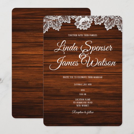 Uitnodiging voor weddenschappen in Rustic-landen (Voorkant / Achterkant)