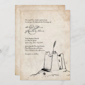  uitnodiging voor weddenschappen met Sand Castle (Voorkant / Achterkant)