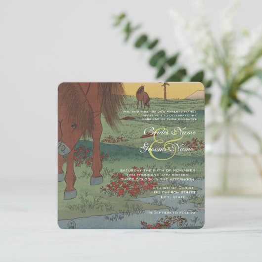 Uitnodiging voor weddenschappen met wielpaarden (Staand voorkant)