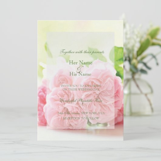 Uitnodiging voor weddenschappen op Elegant roze Ro (Staand voorkant)