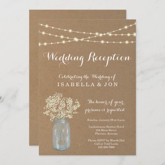 Uitnodiging voor weddenschappen | Rustic Kraft (Voorkant / Achterkant)