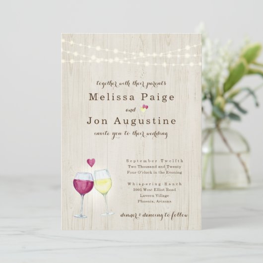 Uitnodiging voor weddenschappen | Toast voor rode  (Staand voorkant)