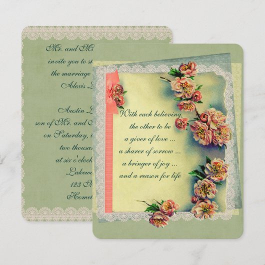  uitnodiging voor weddenschappen tussen Rozen (Voorkant / Achterkant)