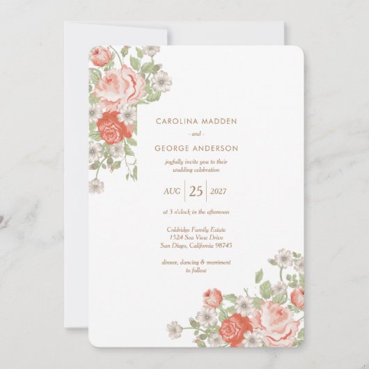  uitnodiging voor weddenschappen tussen Rozen (Voorkant)