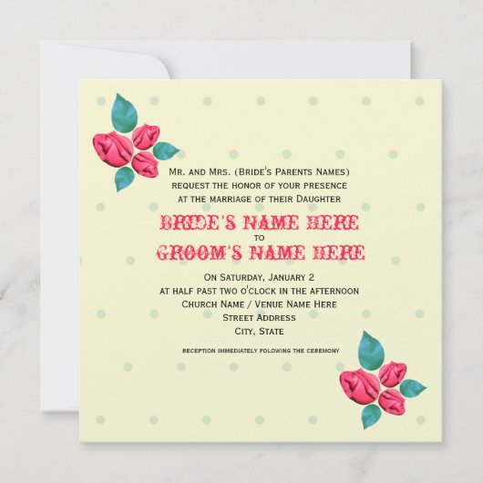  uitnodiging voor weddenschappen tussen Rozen (Voorkant)