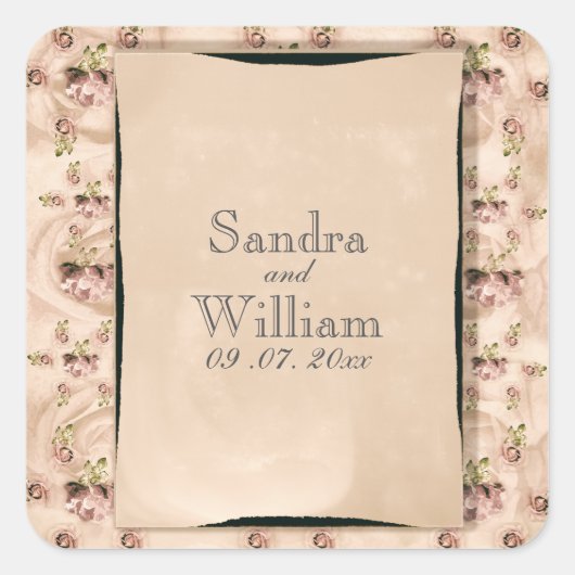  uitnodiging voor weddenschappen tussen Rozen Vierkante Sticker (Voorkant)
