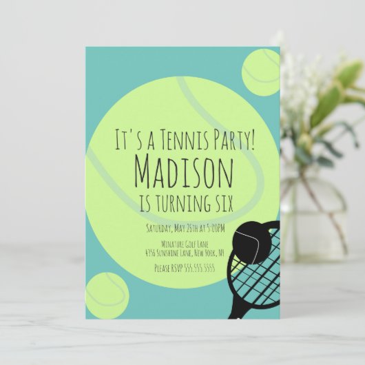 Uitnodiging voor wedstrijd van Tennis Ball Party (Staand voorkant)