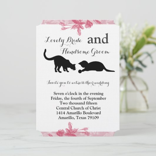 Uitnodiging voor wedstrijden met rondzwevende roze (Staand voorkant)