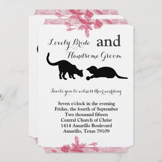 Uitnodiging voor wedstrijden met rondzwevende roze (Voorkant / Achterkant)