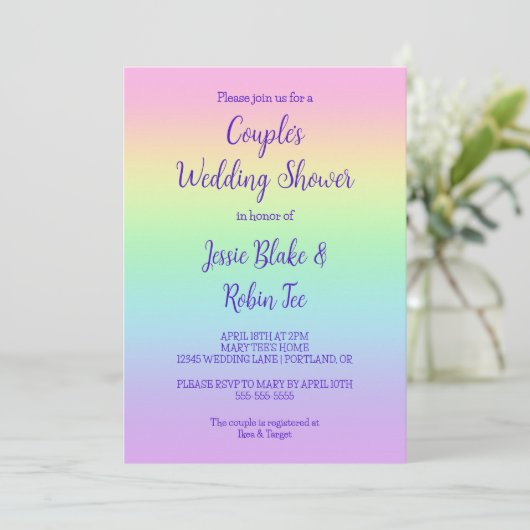 Uitnodiging voor weduwenweduwen bij pasteelregenbo (Staand voorkant)