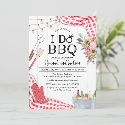 Uitnodiging voor weduwschap met BBQ (Staand voorkant)