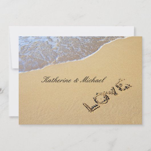 Uitnodiging voor weduwschap met legant Beach (Voorkant)