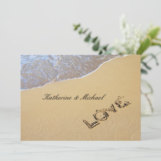 Uitnodiging voor weduwschap met legant Beach (Staand voorkant)