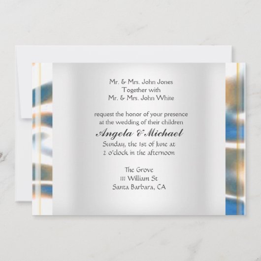 Uitnodiging voor weduwschap met legant Beach (Achterkant)