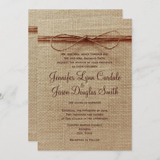 Uitnodiging voor weduwschap tussen burathene en wi (Voorkant / Achterkant)