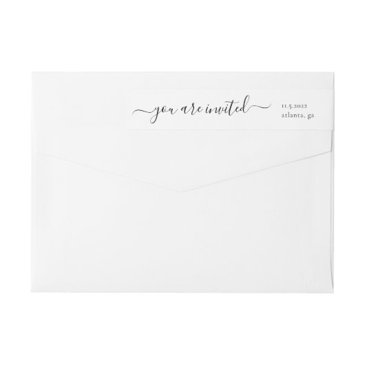 Uitnodiging voor weduwschap via Whimsical Script C (Achterkant)