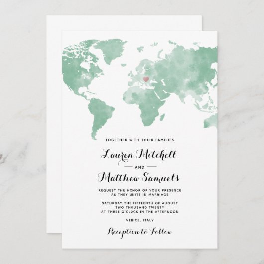 Uitnodiging voor weduwschappen op bestemming (Voorkant / Achterkant)