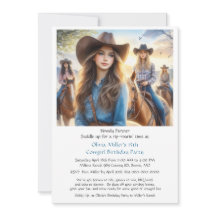 Uitnodiging voor Western Cowgirl 15e verjaardagsfe