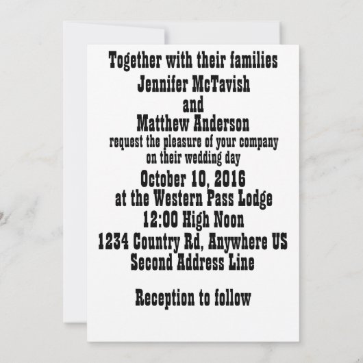 Uitnodiging voor Westerne bruiloft (Achterkant)