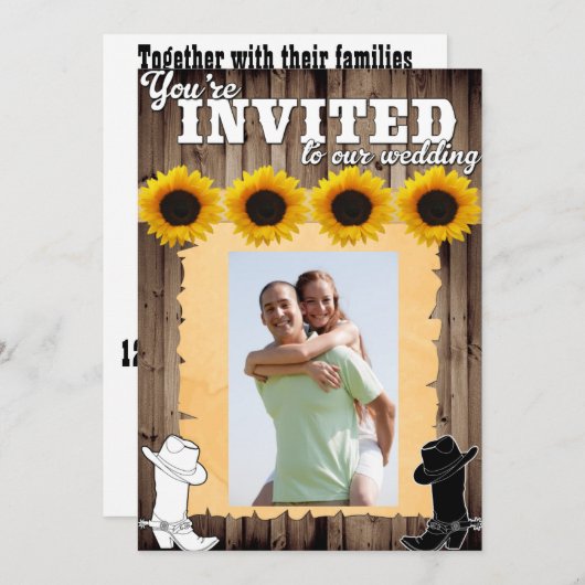 Uitnodiging voor Westerne bruiloft (Voorkant / Achterkant)