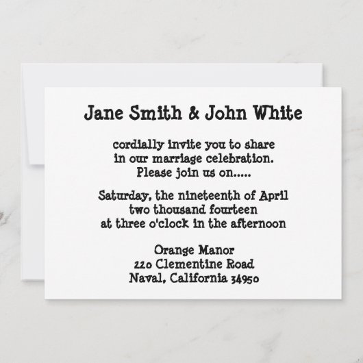 Uitnodiging voor Westerne bruiloft (Achterkant)