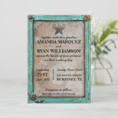 Uitnodiging voor Westerne bruiloft in Rustic Land (Staand voorkant)