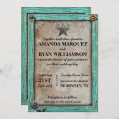 Uitnodiging voor Westerne bruiloft in Rustic Land (Voorkant / Achterkant)