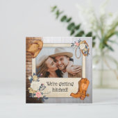 Uitnodiging voor Westerne bruiloft in Rustic Land (Staand voorkant)