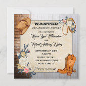 Uitnodiging voor Westerne bruiloft in Rustic Land (Achterkant)