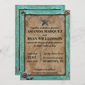 Uitnodiging voor Westerne bruiloft in Rustic Land (Voorkant / Achterkant)