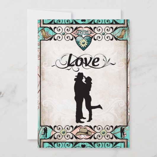 Uitnodiging voor Westerne bruiloft in Rustic Land (Achterkant)