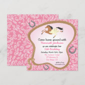 Uitnodiging voor westerne Cowgirl Horse Party (Voorkant / Achterkant)