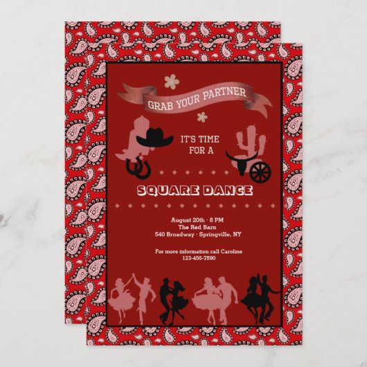 Uitnodiging voor Westerne dansers in het land (Voorkant / Achterkant)