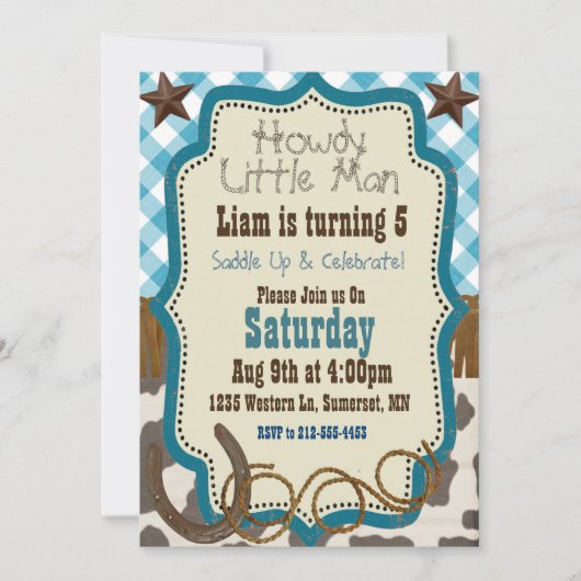 Uitnodiging voor Westerne jongen van het land (Voorkant)