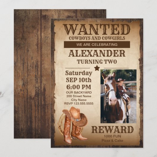 Uitnodiging voor Westerne verjaardag van het land (Voorkant / Achterkant)