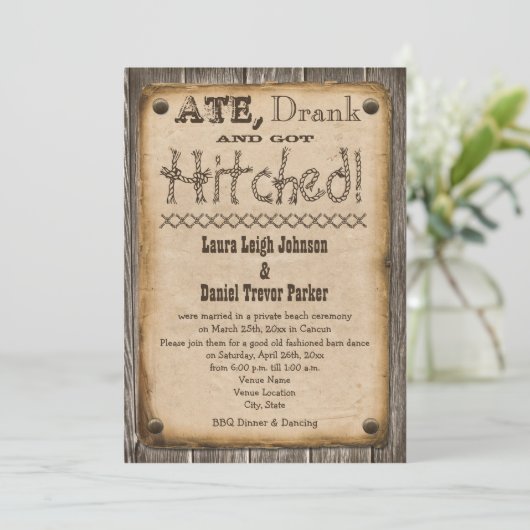 Uitnodiging voor Westerse bruiloftsreceptie (Staand voorkant)