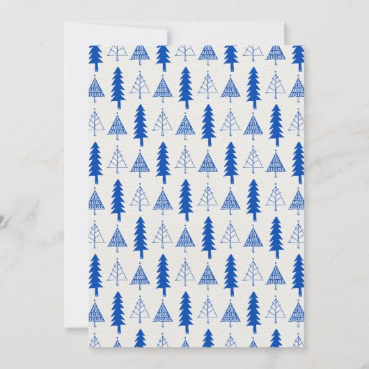 Uitnodiging voor Whimsical Blue Kerstbomen (Achterkant)