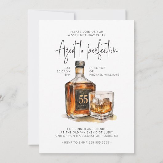 Uitnodiging voor Whiskey-feestje 55e verjaardag Ma (Voorkant)